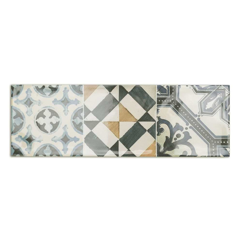 Santa Monica 4X12 Ceramic Wall Tile, Warm Deco