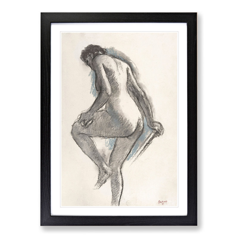 Study of a Nude Woman Vol.2 by Edgar Degas - Picture Frame Painting on MDF, 36cm H x 27cm W x 2cm D, Black Framed
