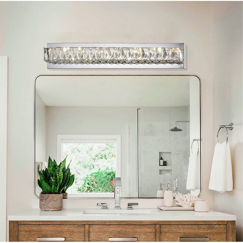 Transitional LED Crystal Wall Sconce, 4.52" H x 27.9" W x 3.34" D