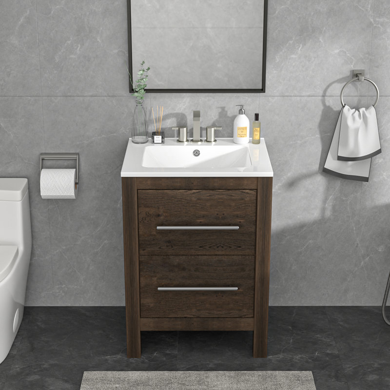 24"L x 20" W White Rectangular Single Vanity Top with Three Faucet Holes and Overflow(Top Only)