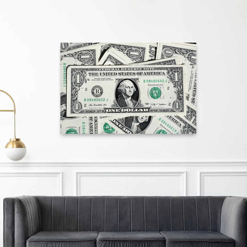 American One Dollar Bill Contemporary Wall Art Print by Pictufy Studio IV - Wrapped Canvas Print, 101.6cm H x 152.4cm W