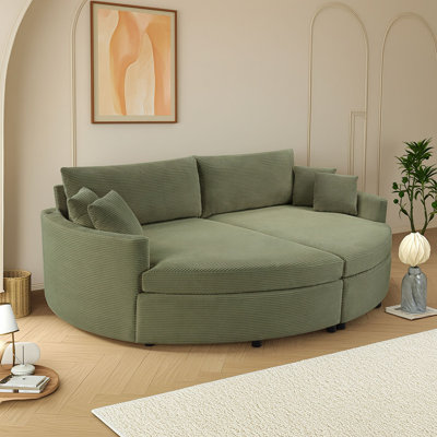 Canapé-lit double surdimensionné avec assise profonde, coussins à ressorts ensachés, ports USB et 4 coussins décoratifs pour le salon