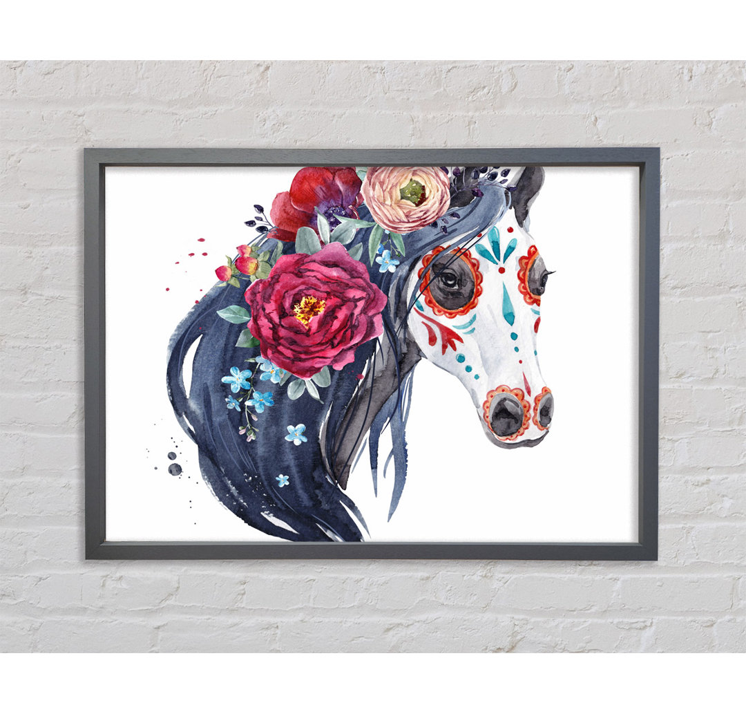 Day Of The Dead Horse - Einzelbildrahmen Kunstdrucke auf Leinwand