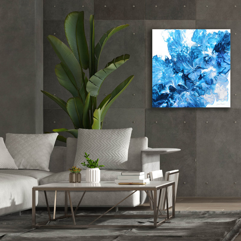  «Abstract Pouring O» par Jean Plout, art mural sur toile, 37 po x 37 po