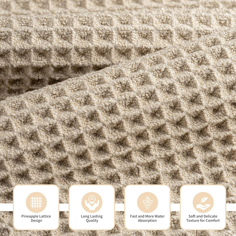 New Microfiber Waffle Bath Towels, 3 Pieces, Oversized, Soft, Absorbent, Fast Drying, Lint Free, Includes Bath, Face And Hand Towels