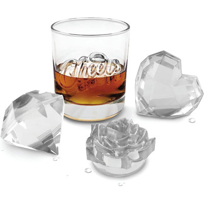 Ensemble de 4 moules à glace Tovolo Heart Diamond Rose Cheers pour cocktails, assortis