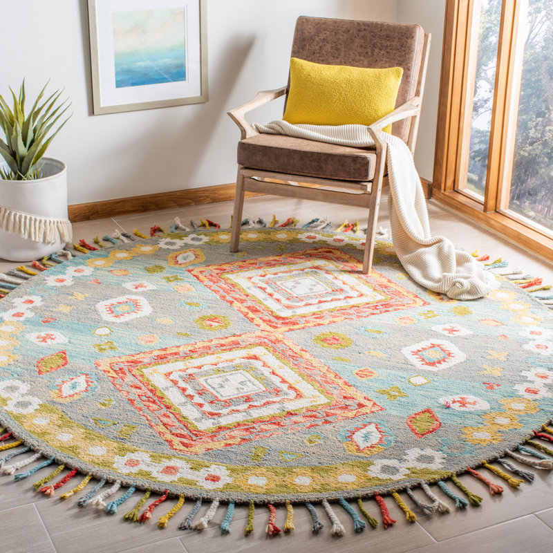 Tapis en laine touffeté à la main Vahakn, Rond 7 pi
