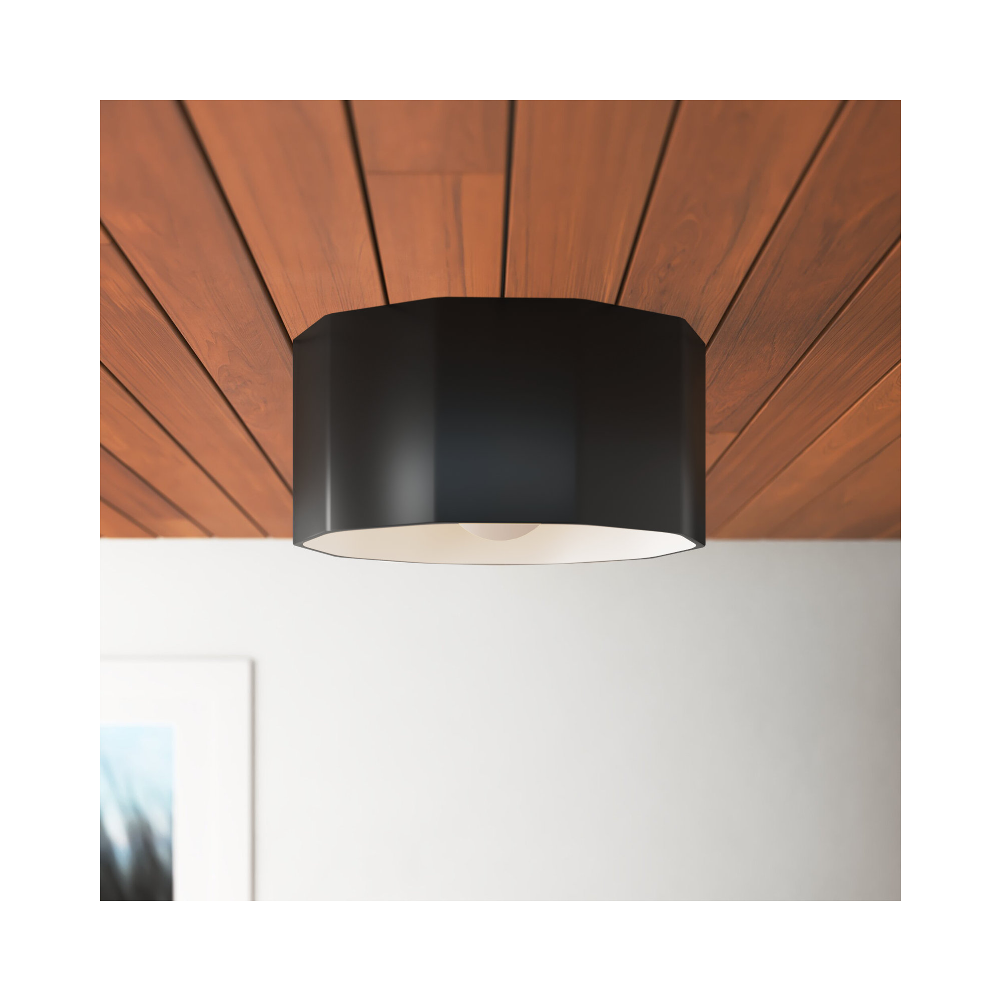 Logan Ceramic Novelty Outdoor Flush Mount, Carbon Matte Black
