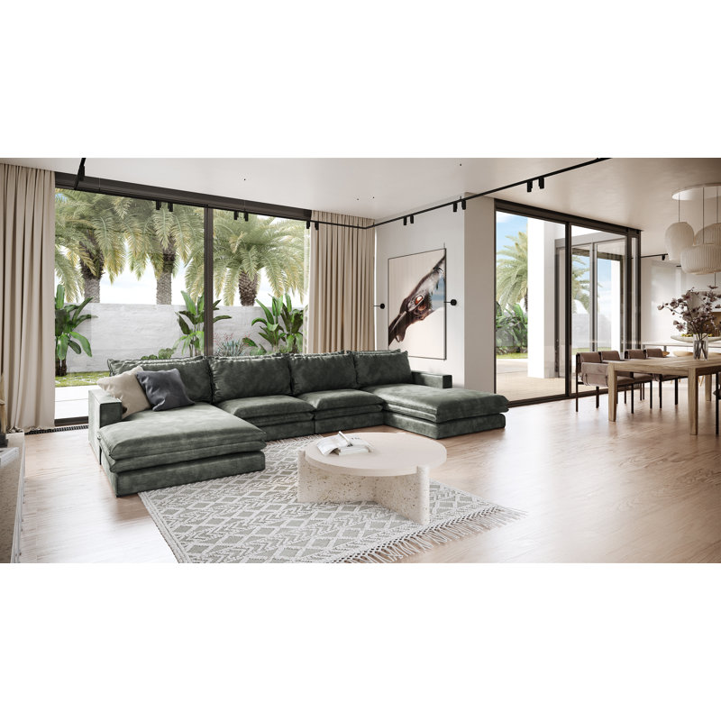 Aaron Large U Corner Sofa, Symmetrical, Dark Green