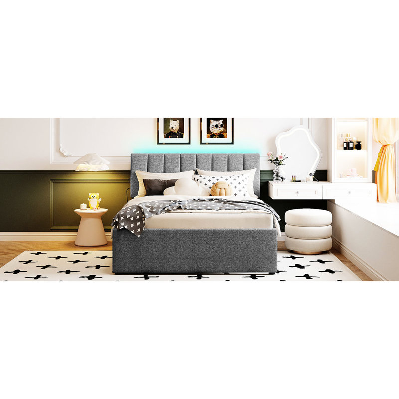 Lit gigogne simple Stripe, Gris, Lit double