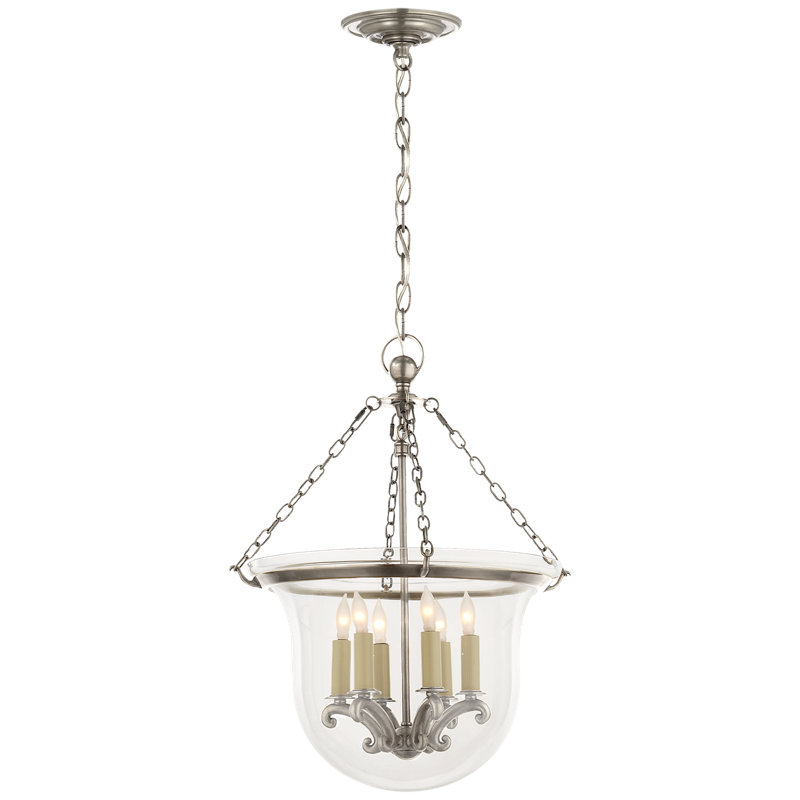 Chapman & Myers Country Bell Jar Lantern, 21" H x 15.5" W x 15.5" D, Polished Nickel