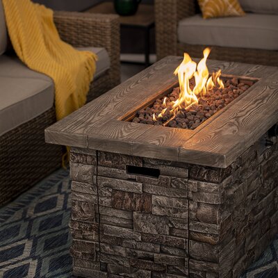 Foundstone™ Amira 23.8'' H x 43.5'' W Stone Outdoor Fire Pit Table with ...