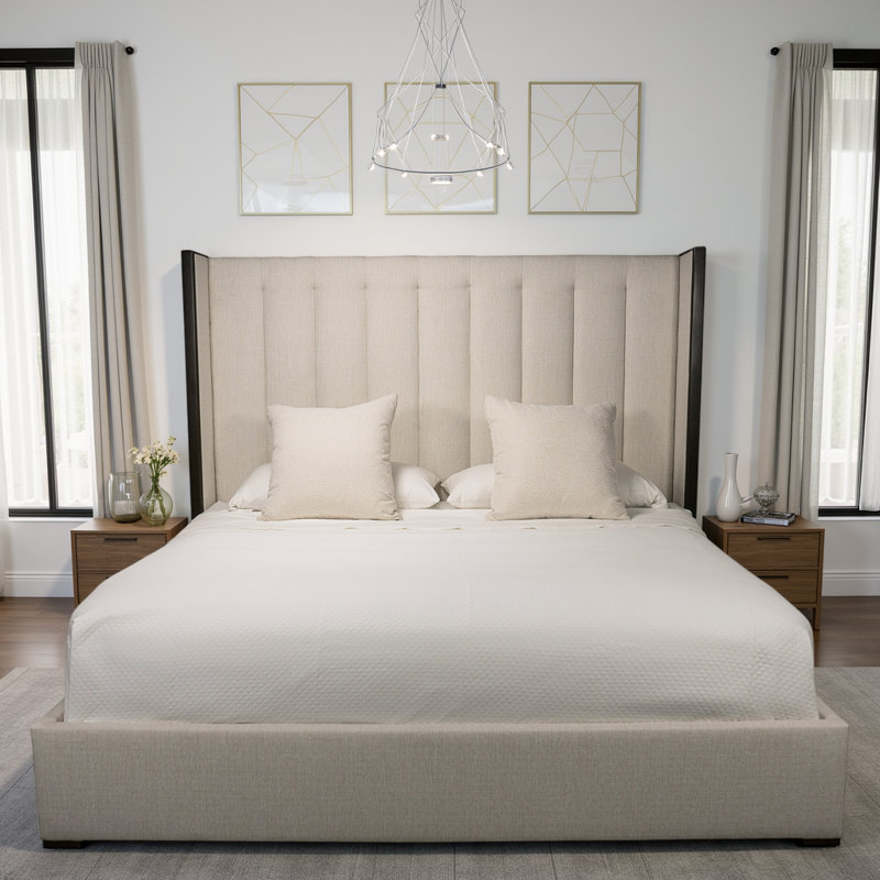 Elyse Channel Bed, Off White, King