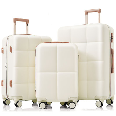 Luggage Set of 3, Airline Certified Carry-on Luggage with Cup Holder, ABS Hard Shell Luggage with Spinner Wheels