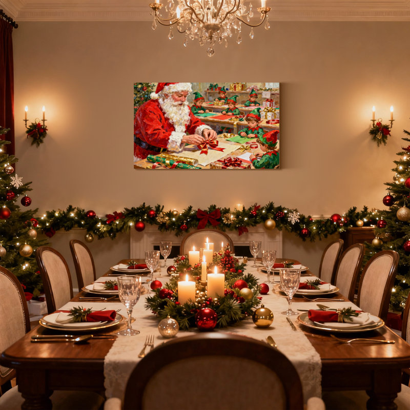 Ensemble de 3 impressions sur toile, cadeaux de Noël et père Noël, H 12 po x l 18 po