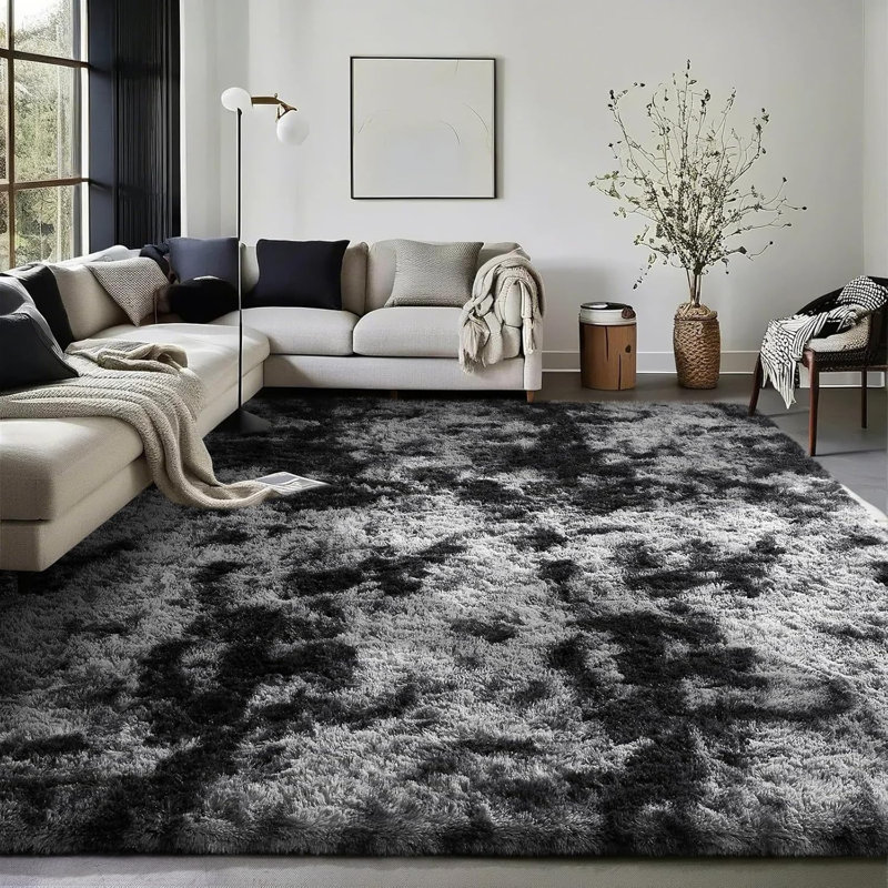 Ultra Soft Shaggy Area Rug, Multiple Sizes Grey Fluffy Carpet for Living Room Bedroom, Plush Fuzzy Rugs for Home Decor, Halloween Christmas Seasonal & Daily Use, Non-Slip Cozy Floor Mat