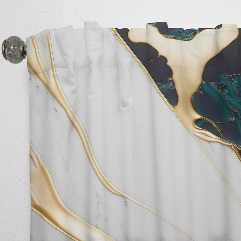 Géode abstraite dorée et marbre vert II - Rideau moderne - Velours obscurcissant - 1 panneau, L 52 po x L 95 po