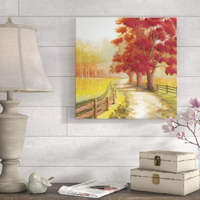 " Autumn Path Tree Fence "