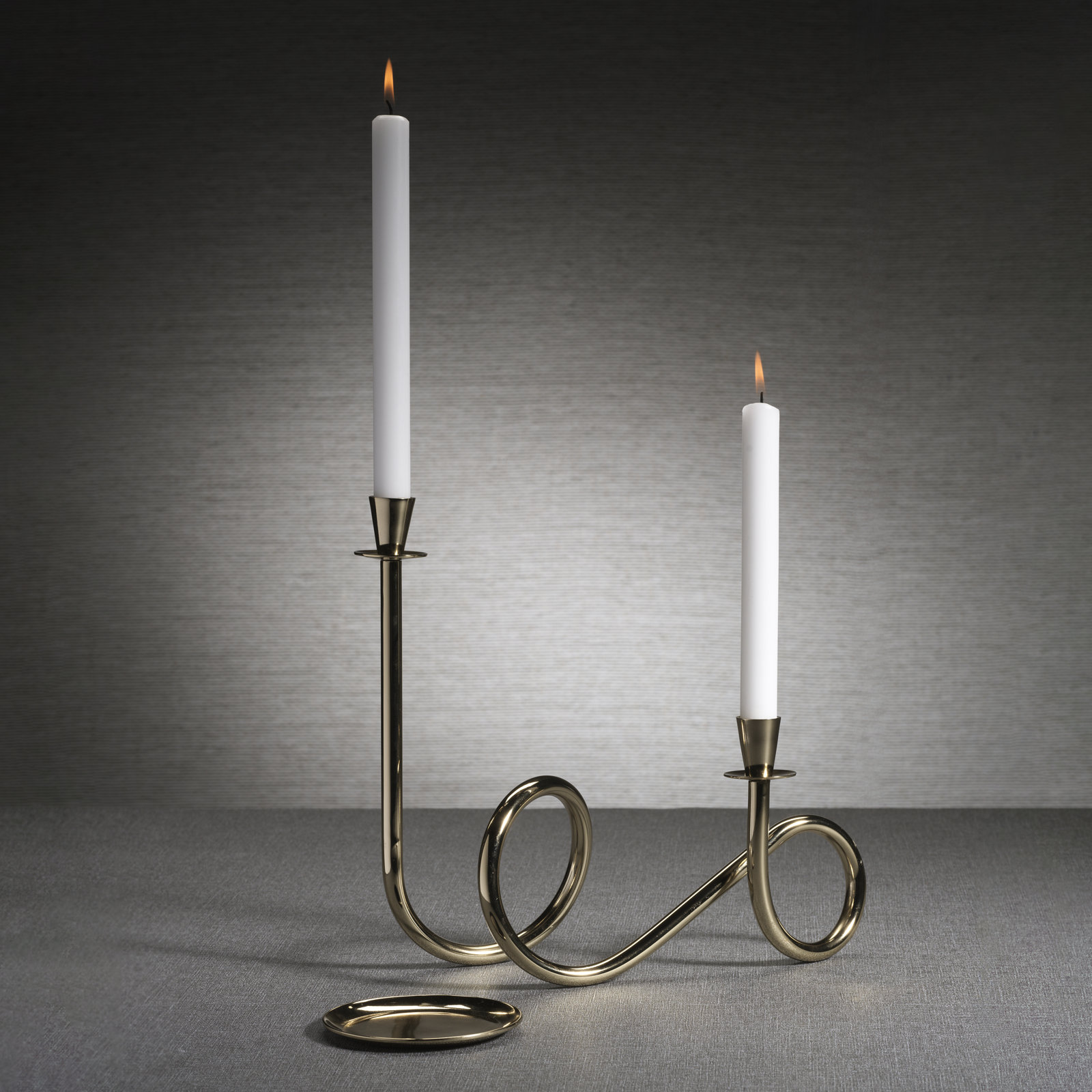 Breda 2-Tier Brass Candle Holder, Gold