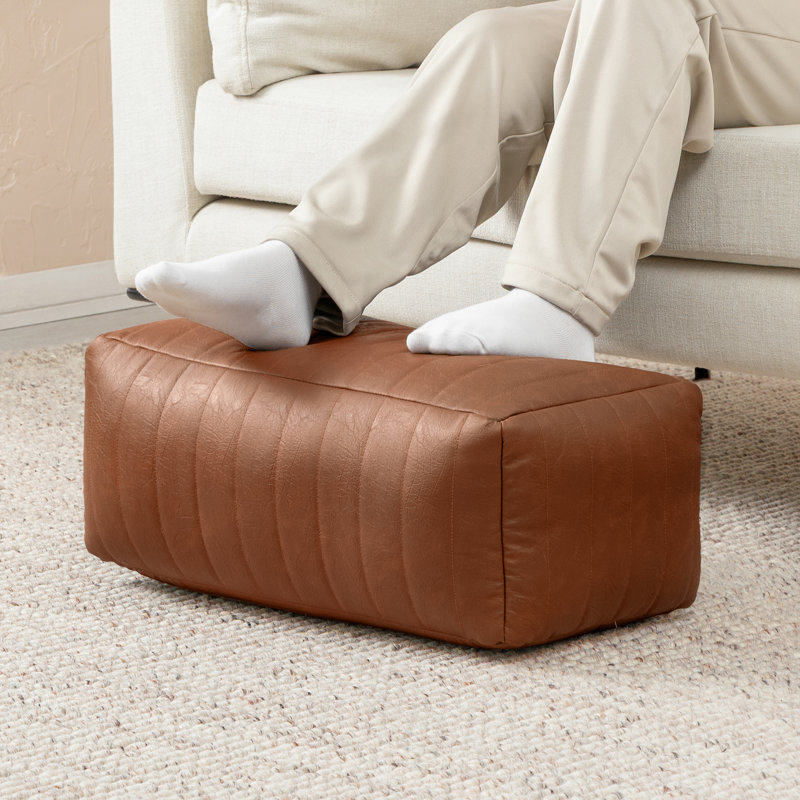 Adelene Jae Florence Footrest - 20X12X10, Camel, Vinyl