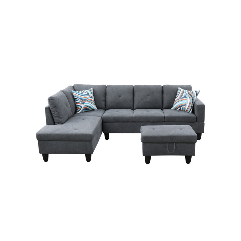 Canapé modulaire 3 pièces Tijay, Velours gris