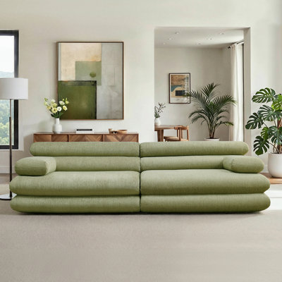 The Serenity Boneless Curved Sofa Linen-Blend Chenille A Fully Assembled