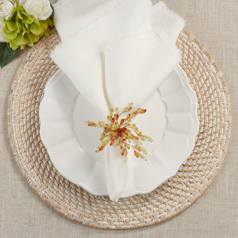Rond de serviette fleur perlée, Multi