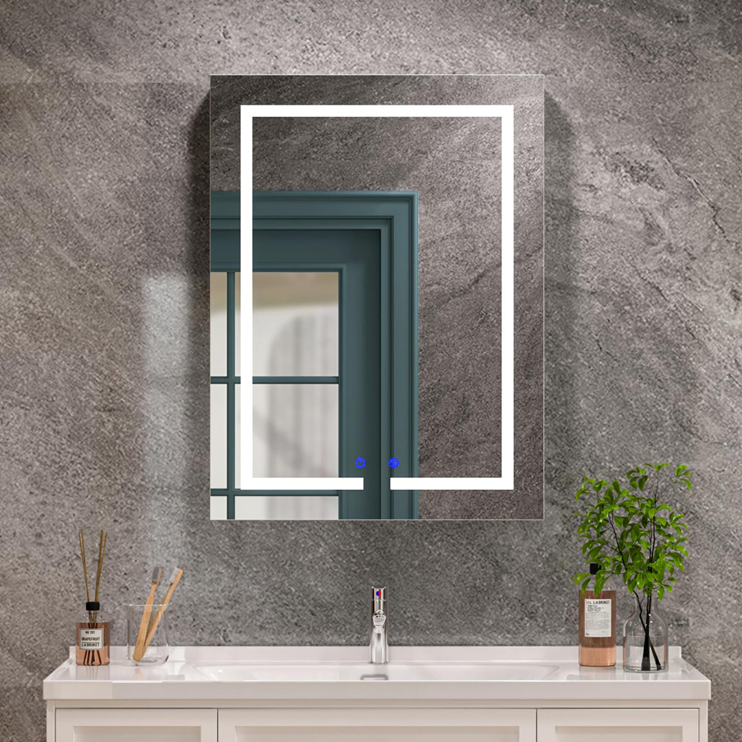 Led Bathroom Mirror Cabinet, Demister, Dimmable, 3 Colour Light Makeup Mirror,Wall Mounted Bathroom Mirror Cabinet With Lights And Shaver Socket
