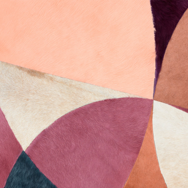 Art Hide X Greg Natale Cowhide Block Print Area Rug, Round 4'11"