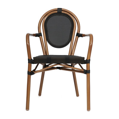 Connally Commercial Stacking Paris Chair with Arms and Metal Frame