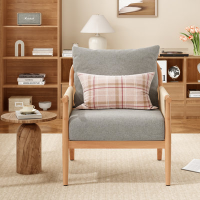 Braided Wooden Upholstered Armchair