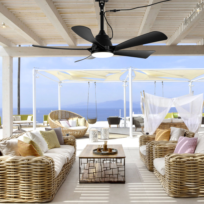 42" Wet Rated Plug-in Indoor Outdoor Ceiling Fan with Dimmable LED Lights and Remote Control, 6 Speeds Waterproof Patio Ceiling Fan with 3 Color LED Light