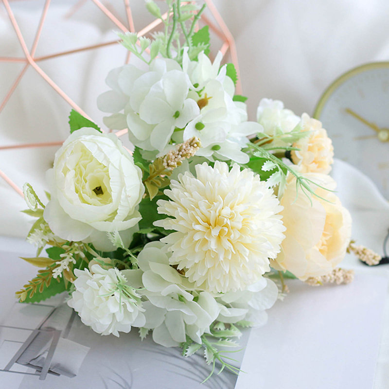  Fleurs artificielles combinées de fausses fleurs pour la décoration de la maison, arrangement floral pour la Saint-Valentin, bouquets de soie pour la mariée, centres de table pour la salle à manger, décoration de mariage