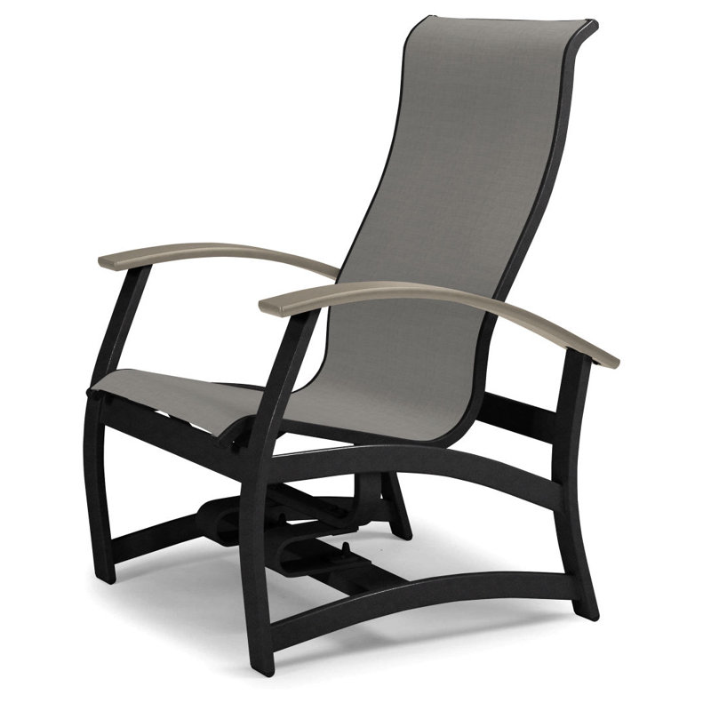 Askar Swivel Powder Coated Aluminum Outdoor Lounge Chair, Alloy Sunbrella®, Textured Black, Desert P60