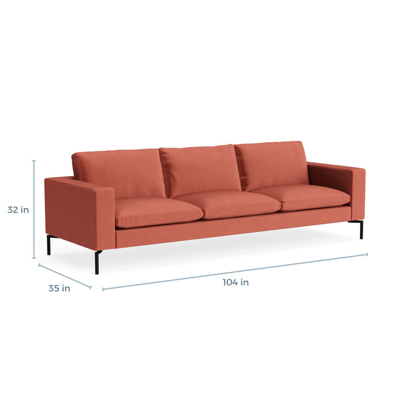 MTO - The New Standard Sofa, 32" H x 104" W x 35" D, Tomato Velvet