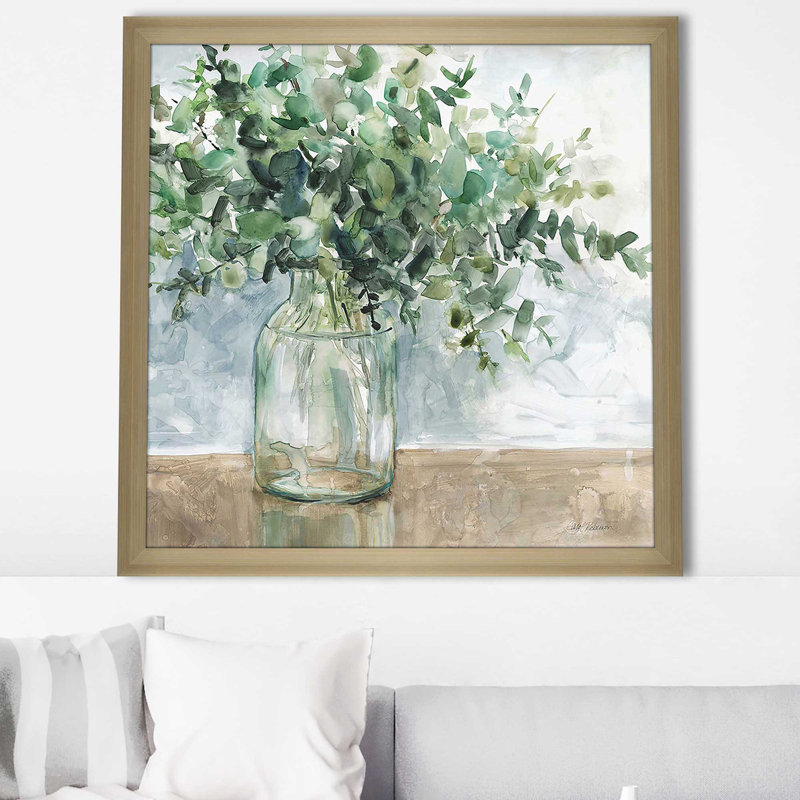 " Eucalyptus Bouquet " by Carol Robinson, Champagne Framed, 31.5" H x 31.5" W x 1" D