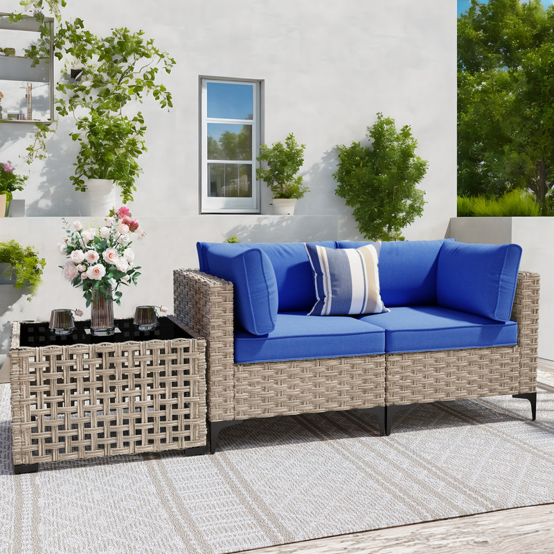 Causeuse d'extérieur avec coussin, Bleu marine