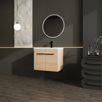 Meuble-lavabo luxueux avec lavabo de comptoir en résine et caractéristiques haut de gamme