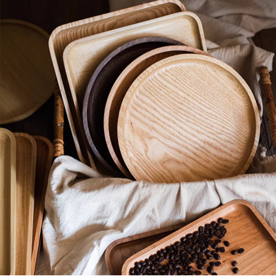 Natural Wood Plate Serving Tray