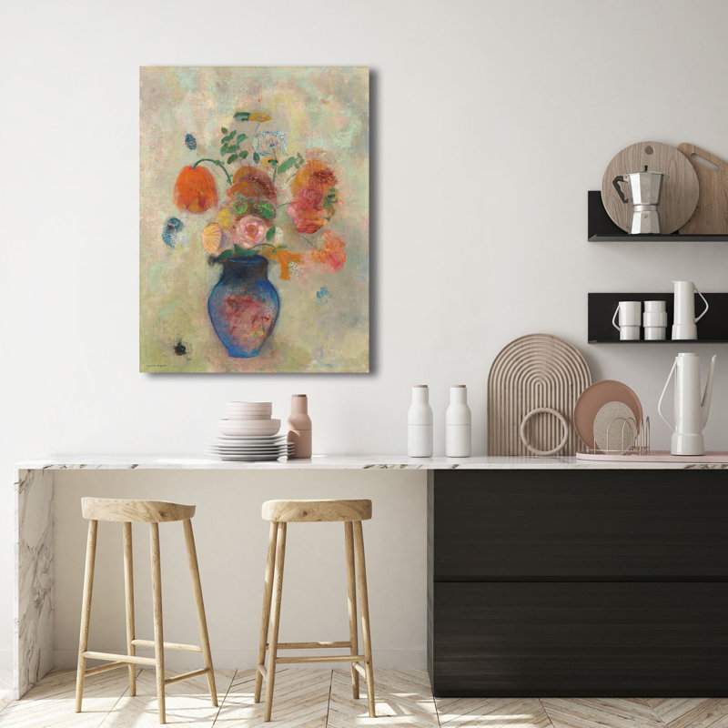 Large Vase With Flowers by Odilon Redon - Wrapped Canvas Painting, 100cm H x 70cm W x 4cm D