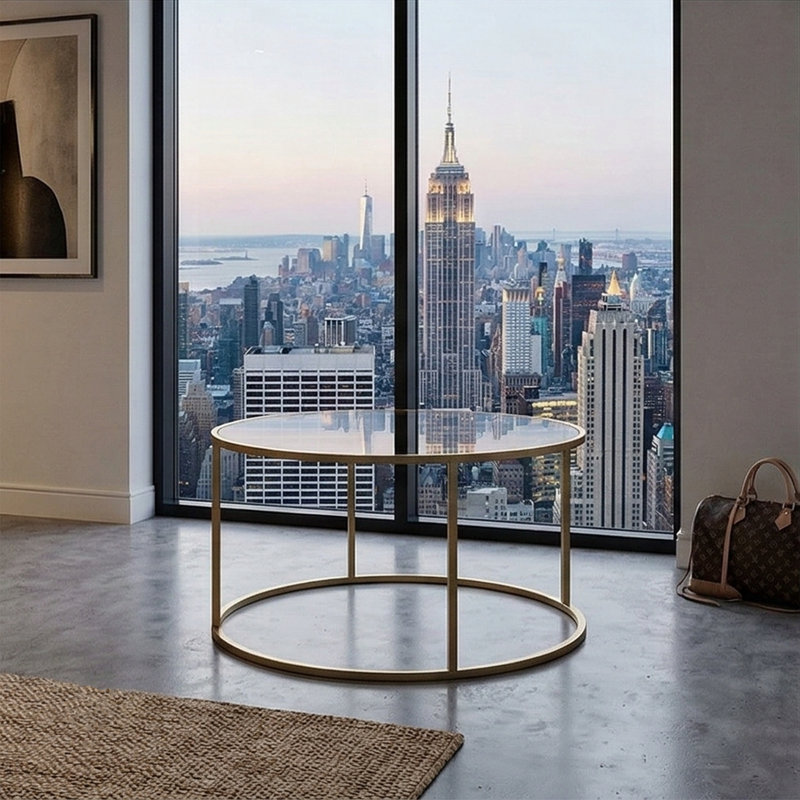 Table basse Everly, Transparent, Doré