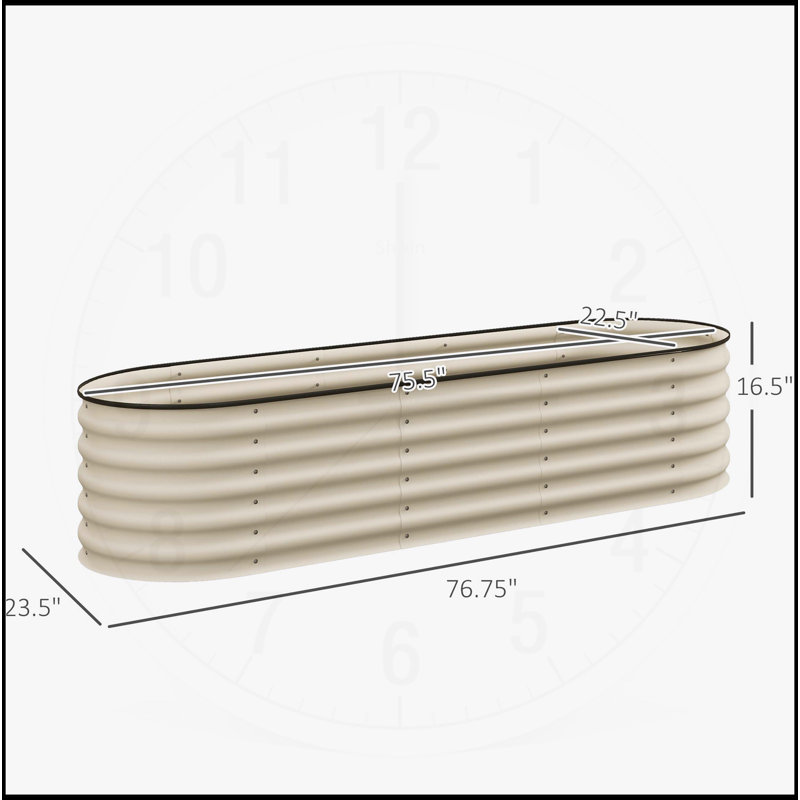 Ensemble de lit de jardin surélevé galvanisé, Blanc, crème, H 16,5 po x l 76,8 po x P 76,8 po