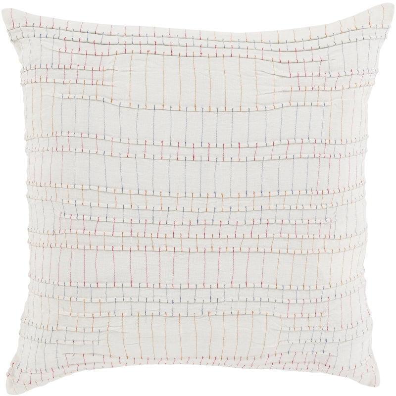 Keaton Embroidered Throw Pillow, Cream, Polyester, 22" H x 22" W