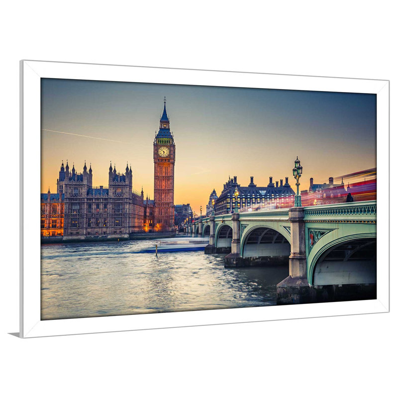 «Big Ben», reproduction de photo encadrée, H 33,5 po x l 49,5 po x P 1 po, Cadre blanc