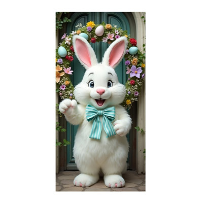 Easter Wreath Door Flag  Door Hanging Door Cover Decoration Spring Easter Decor For Front Door Festive