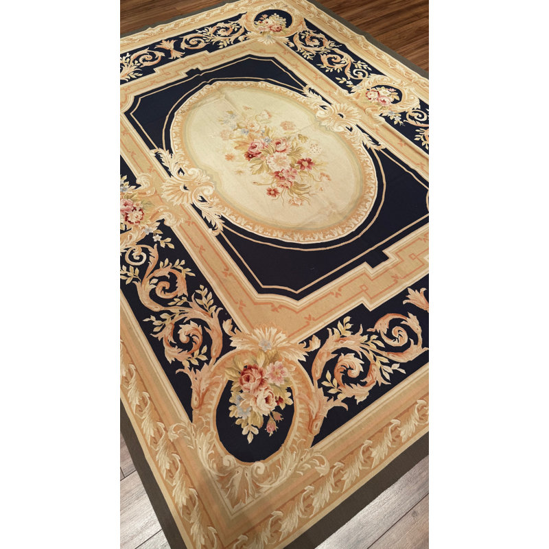 Original Hand Knotted Traditional Pattern Beige Wool Rug
