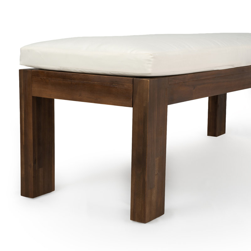 Ensemble repas de patio rustique 6 pièces avec table en bois d'acacia et coussins résistants aux intempéries Keaton, Moka
