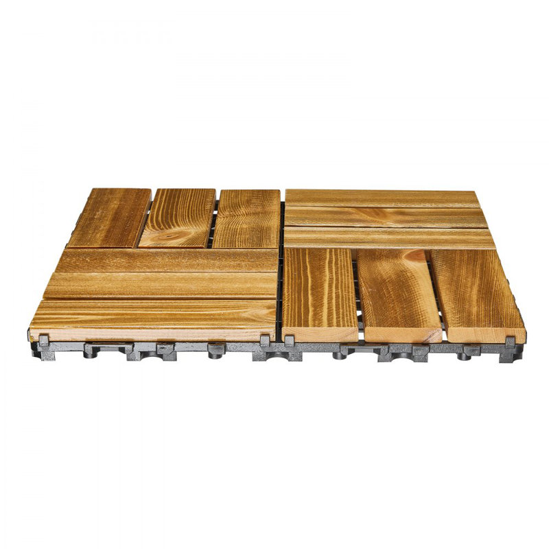 29.5cm L x 29.5cm W Solid Wood Interlocking Deck Deck Tile Kit