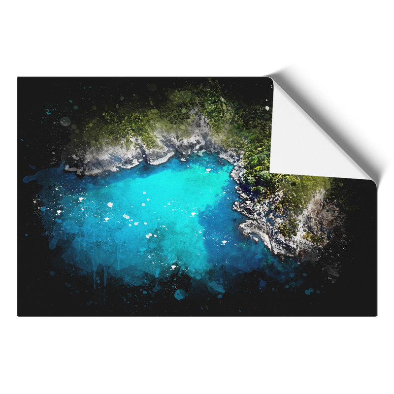 Bay of Islands in New Zealand Paint Splash - Frameless Print, 21cm H x 30cm W x 0.1cm D
