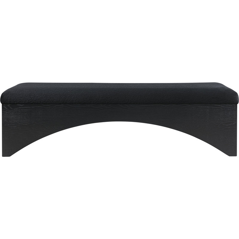 Lawson Willmot Velour  Fabric Bench, Black Velour Fur Fabric, Black